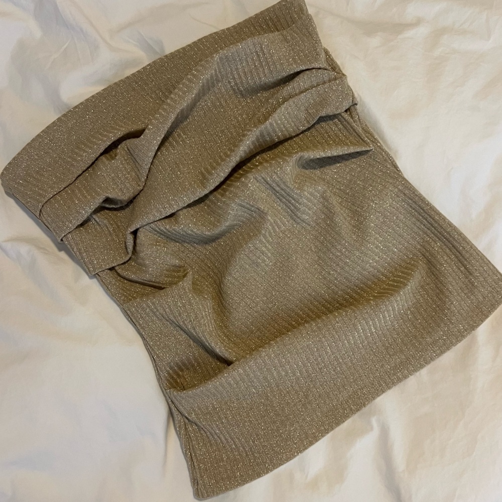 Zara Gold Shimmer Tube Top